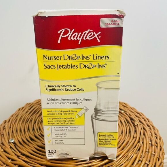 Playtex Nurser Drop-Ins Bottle 8-10 oz 100 Liners Open Box HTF Baby Drink - Picture 4 of 8